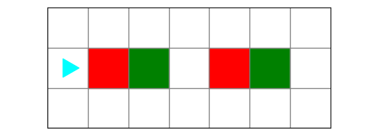 a world with some red and green squares