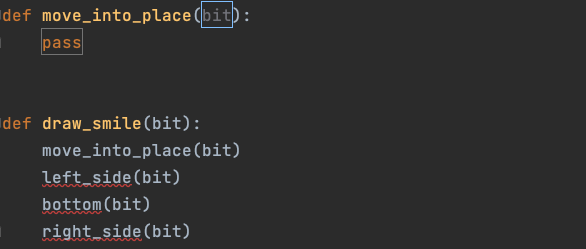 PyCharm writing an empty function