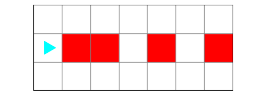 a different bit world with three red squares